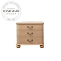 Stunning Antique Stained Brown Solid Wood 3-Drawer Storage Nightstand