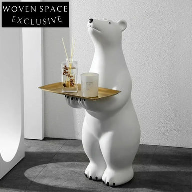 Stunning Nordic Modern Polar Bear Decorative Tray - Elegant Living Room Animal Sculpture