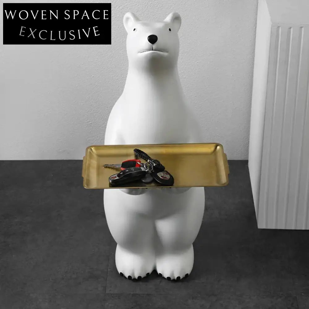 Stunning Nordic Modern Polar Bear Decorative Tray - Elegant Living Room Animal Sculpture