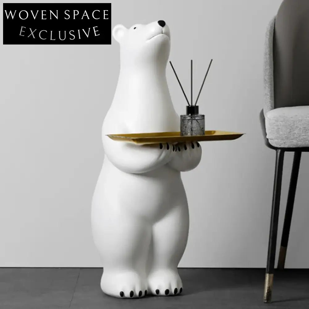 Stunning Nordic Modern Polar Bear Decorative Tray - Elegant Living Room Animal Sculpture