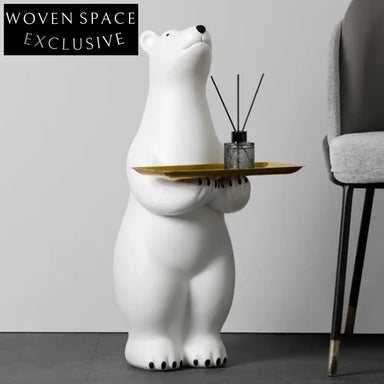 Stunning Nordic Modern Polar Bear Decorative Tray - Elegant Living Room Animal Sculpture