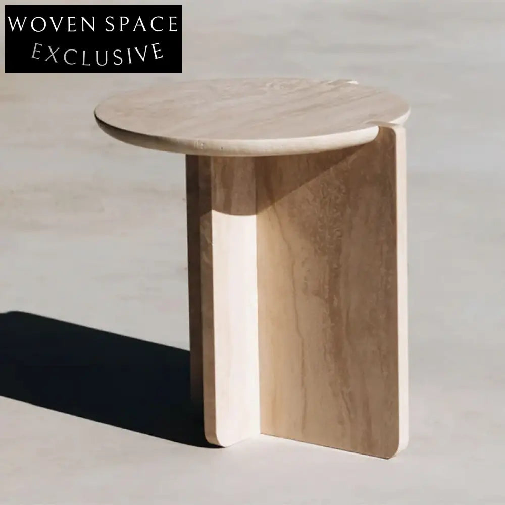 Stunning Nordic Modern Round Travertine Stone Living Room Accent Table