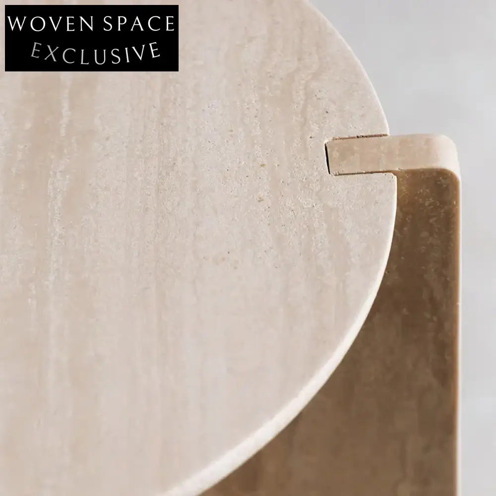 Stunning Nordic Modern Round Travertine Stone Living Room Accent Table