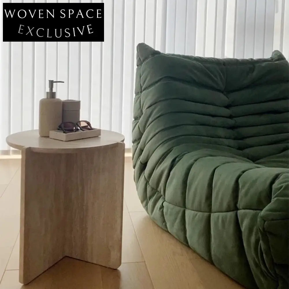 Stunning Nordic Modern Round Travertine Stone Living Room Accent Table