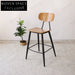 Sturdy Modern Industrial Wood Metal Bar Stool, High Back Vintage Counter Chair