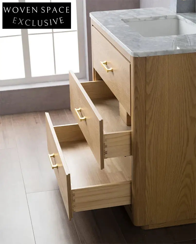 Stylish 36-inch Modern Freestanding Bathroom Vanity with Carrara Marble Top