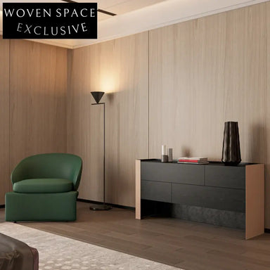 Stylish 6-Drawer Metal Frame Saddle Leather Accent Storage Console