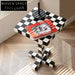 Stylish Black White Checkerboard Square MDF Side Table for Living Room