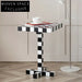 Stylish Black White Checkerboard Square MDF Side Table for Living Room