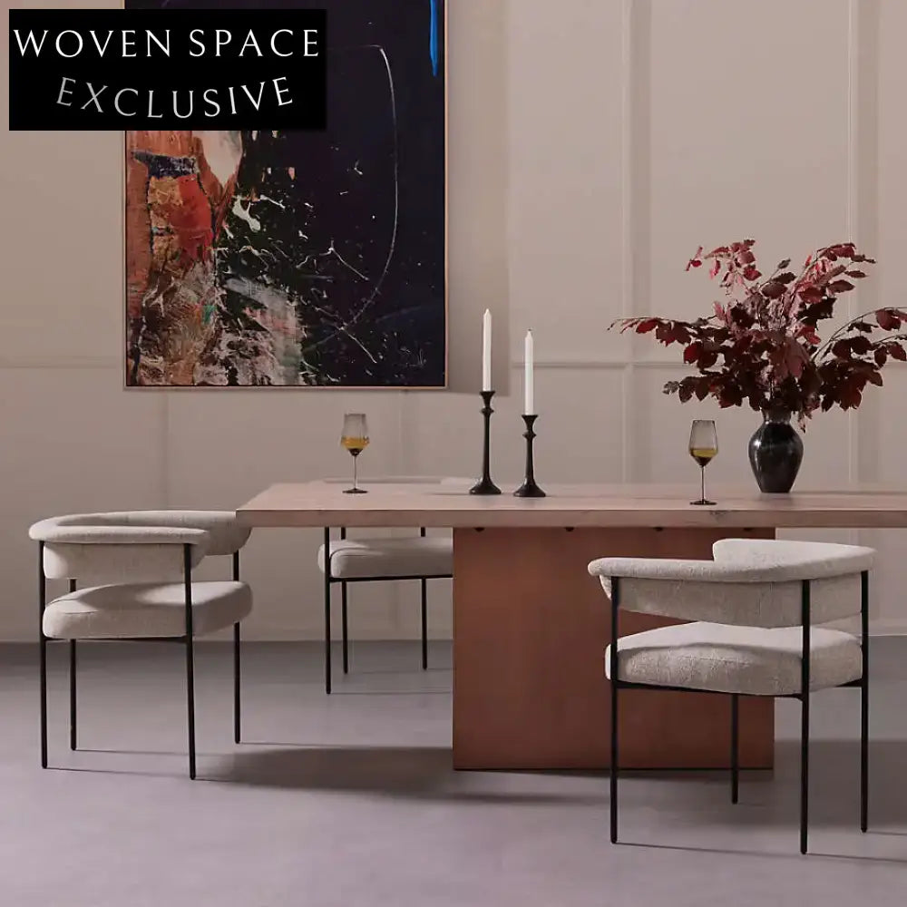 Stylish Modern Boucle Dining Chair, Low Round Back, Durable Metal Frame