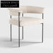 Stylish Modern Boucle Dining Chair, Low Round Back, Durable Metal Frame