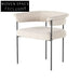 Stylish Modern Boucle Dining Chair, Low Round Back, Durable Metal Frame