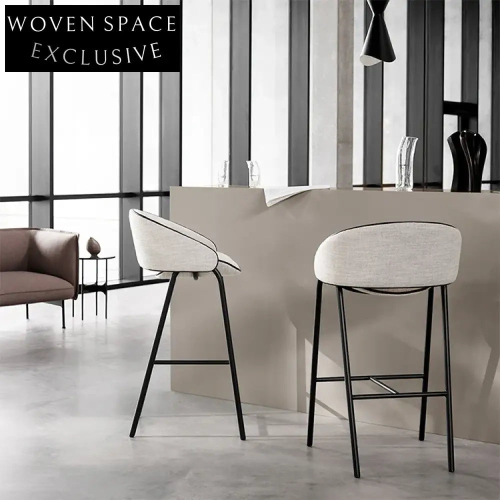 Stylish Fabric Armrest Metal Leg Modern Dining Chair & High Bar Stool