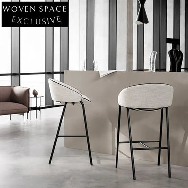 Stylish Fabric Armrest Metal Leg Modern Dining Chair & High Bar Stool