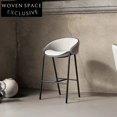 Stylish Fabric Armrest Metal Leg Modern Dining Chair & High Bar Stool