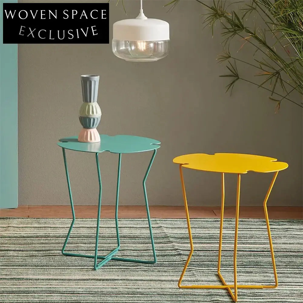 Stylish Flower Metal Side Table, Modern Living Room Accent Coffee Table