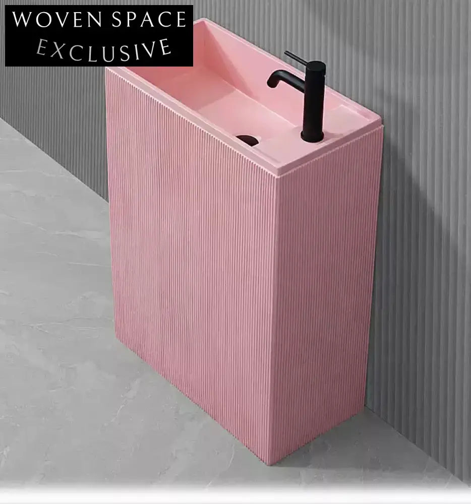 Stylish Freestanding Solid Surface Artificial Stone Pedestal Wash Basin