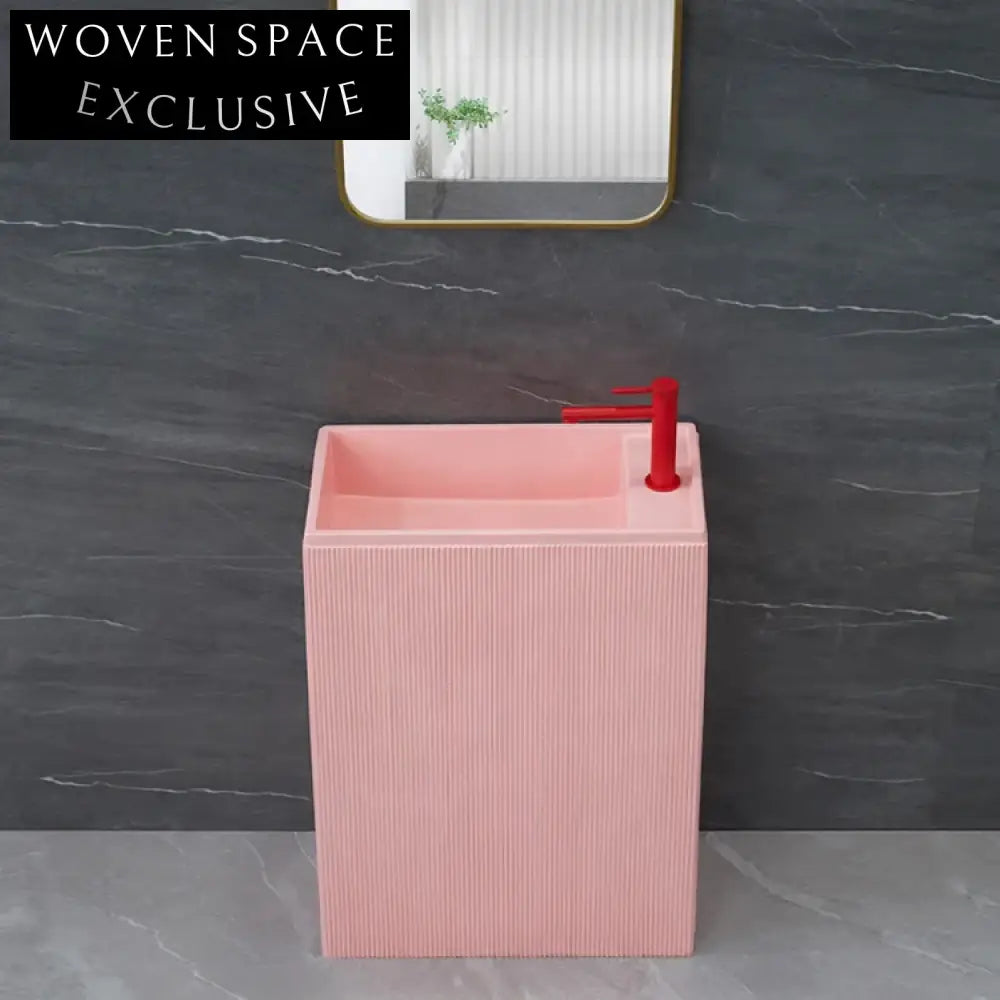 Stylish Freestanding Solid Surface Artificial Stone Pedestal Wash Basin