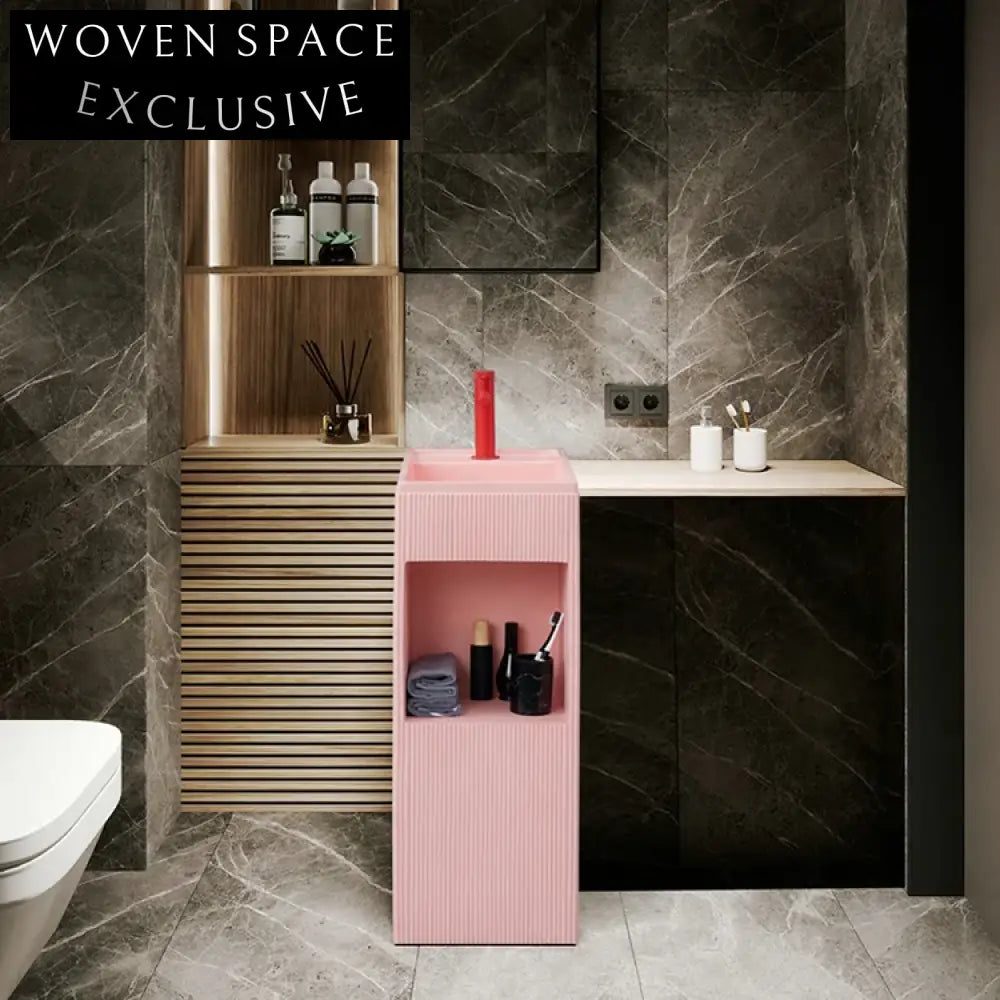 Stylish Freestanding Solid Surface Artificial Stone Pedestal Wash Basin