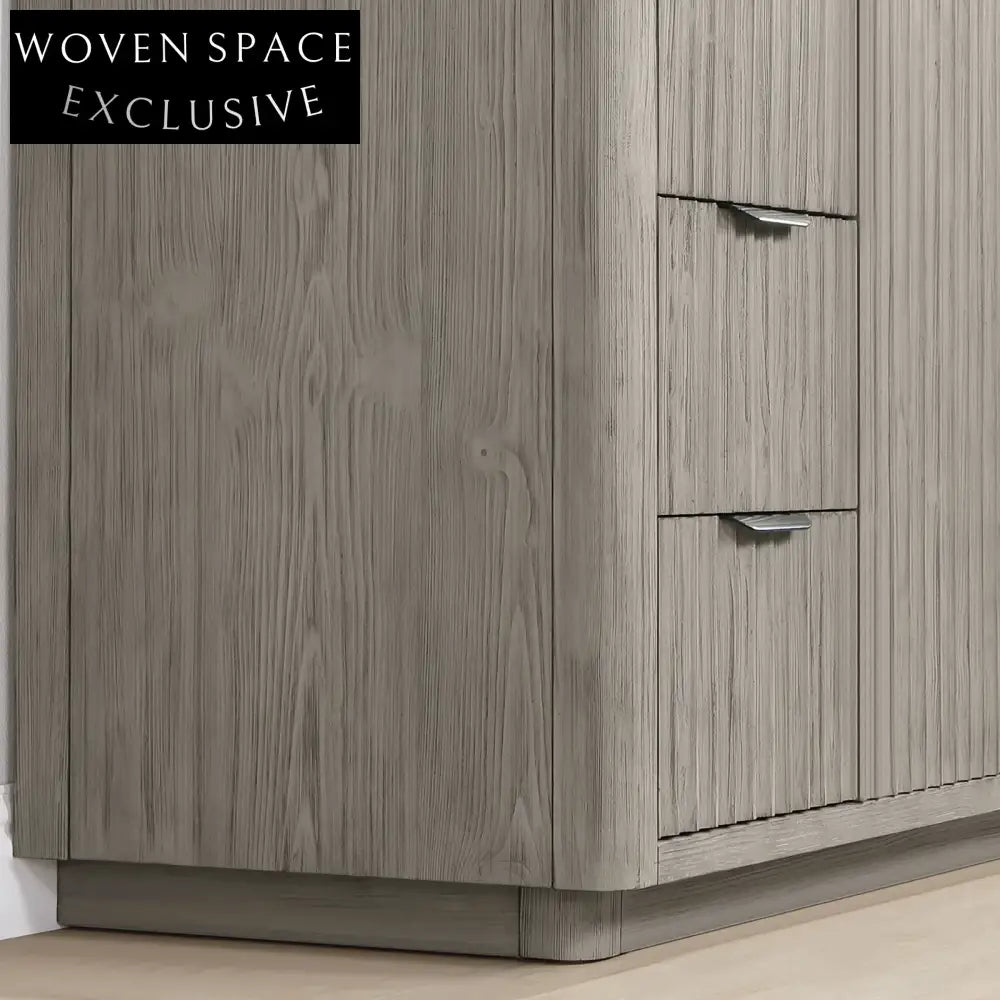 Stylish Gray Oak Solid Wood Plywood Bathroom Storage Vanity Cabinet