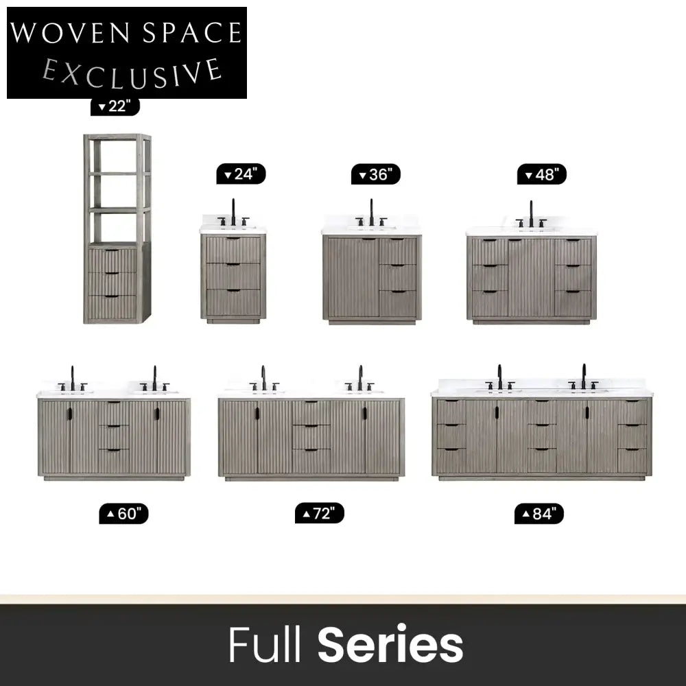 Stylish Gray Oak Solid Wood Plywood Bathroom Storage Vanity Cabinet