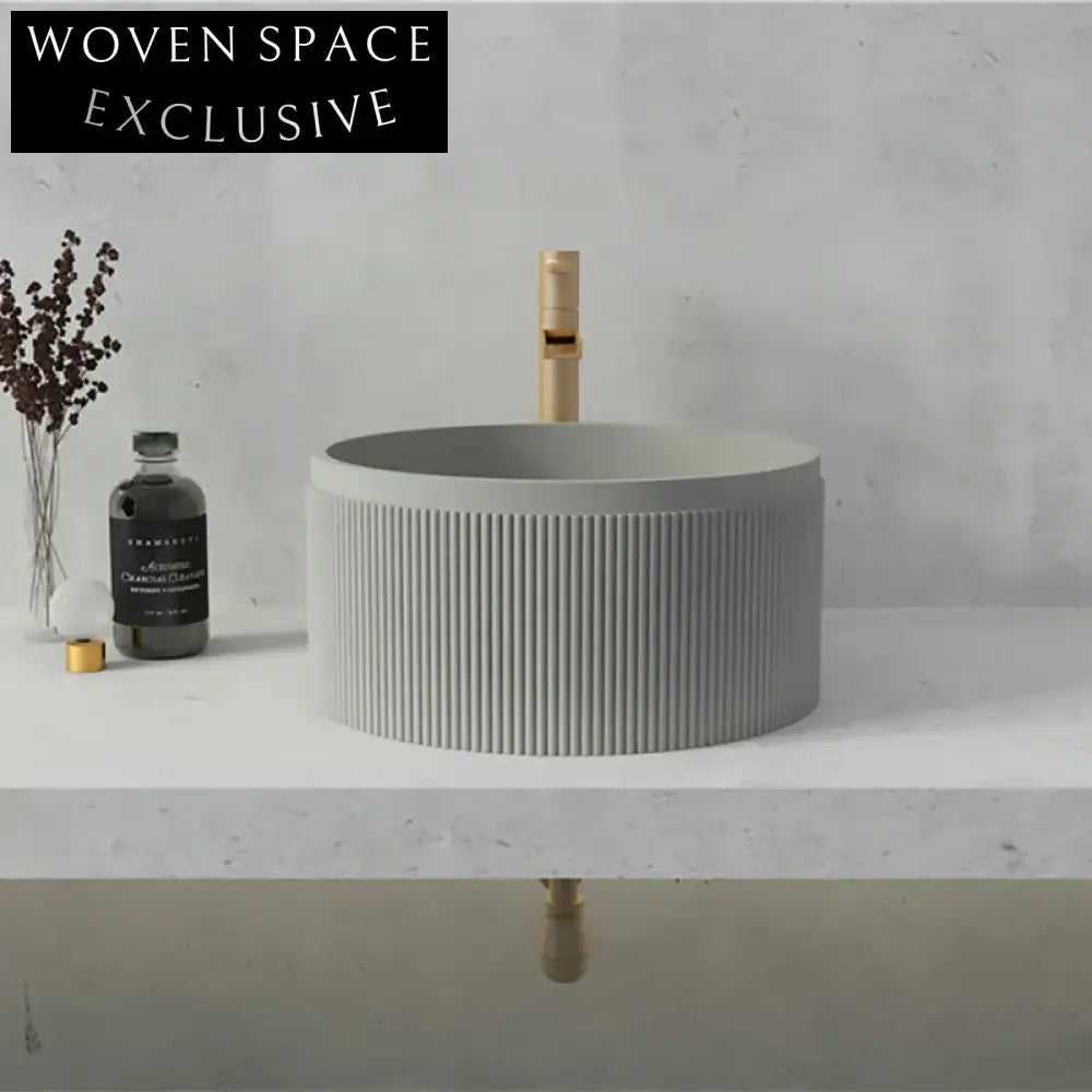 Stylish Industrial Concrete Round Bathroom Sink - Versatile Green Vessel Lavabo