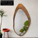 Stylish Irregular Full Length Floor Mirror, Walnut Wood Frame, Modern Decor