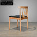 Stylish Japanese Solid Wood Windsor Dining Chair with Comfy Leather Seat