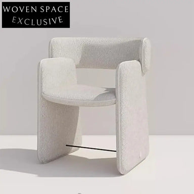 Stylish Lambswool Fabric Contemporary Dining Armchair with Sturdy Metal Frame