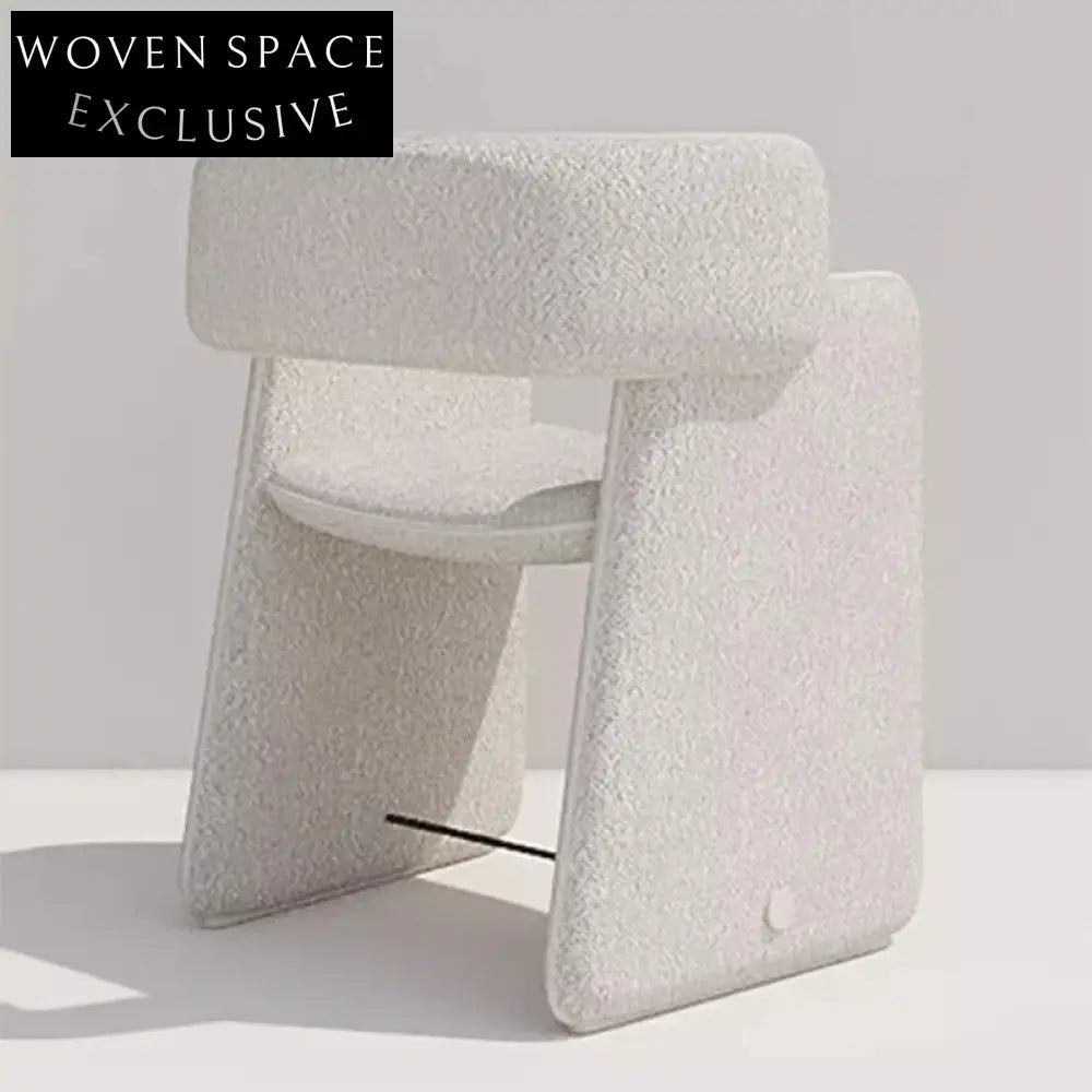 Stylish Lambswool Fabric Contemporary Dining Armchair with Sturdy Metal Frame