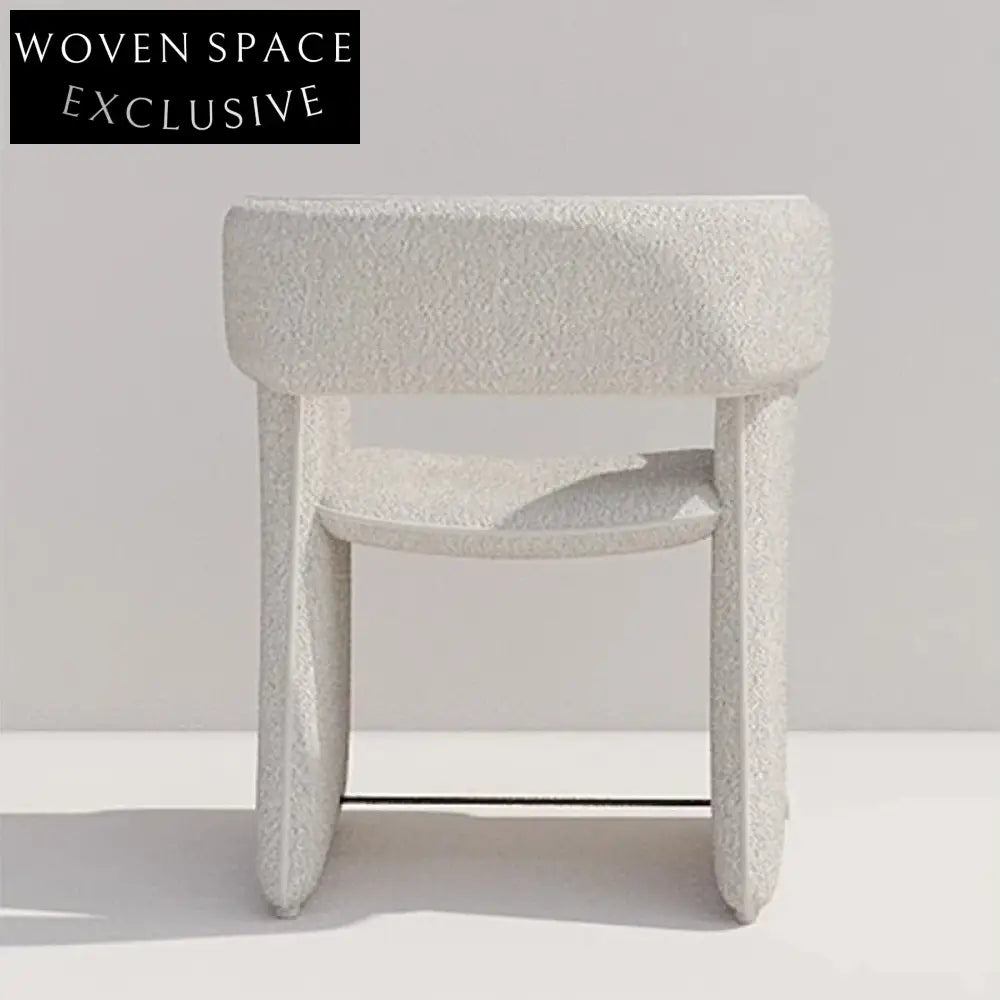 Stylish Lambswool Fabric Contemporary Dining Armchair with Sturdy Metal Frame