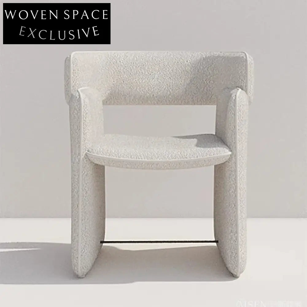Stylish Lambswool Fabric Contemporary Dining Armchair with Sturdy Metal Frame