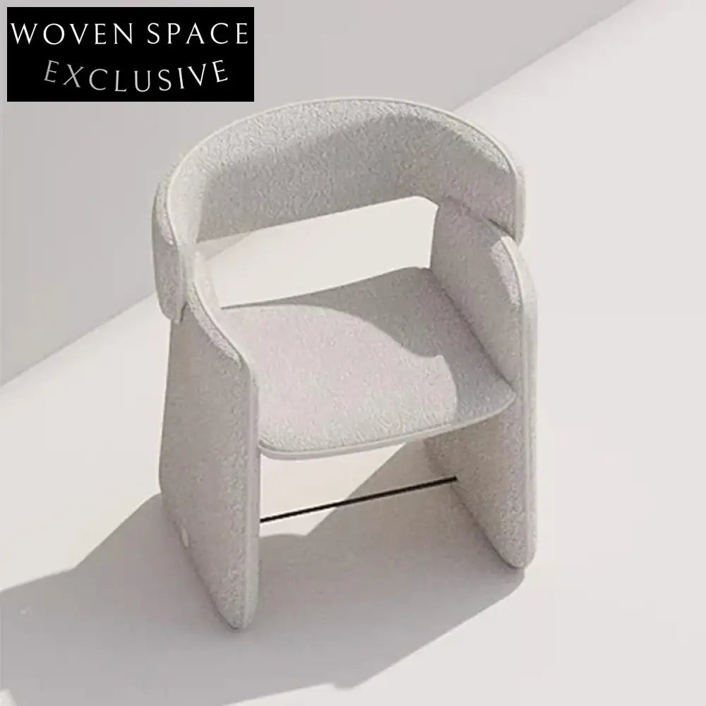 Stylish Lambswool Fabric Contemporary Dining Armchair with Sturdy Metal Frame