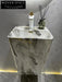 Stylish Marble Blue Green Ceramic Wall Hung Bathroom Vanity Sink with Faucet Hole