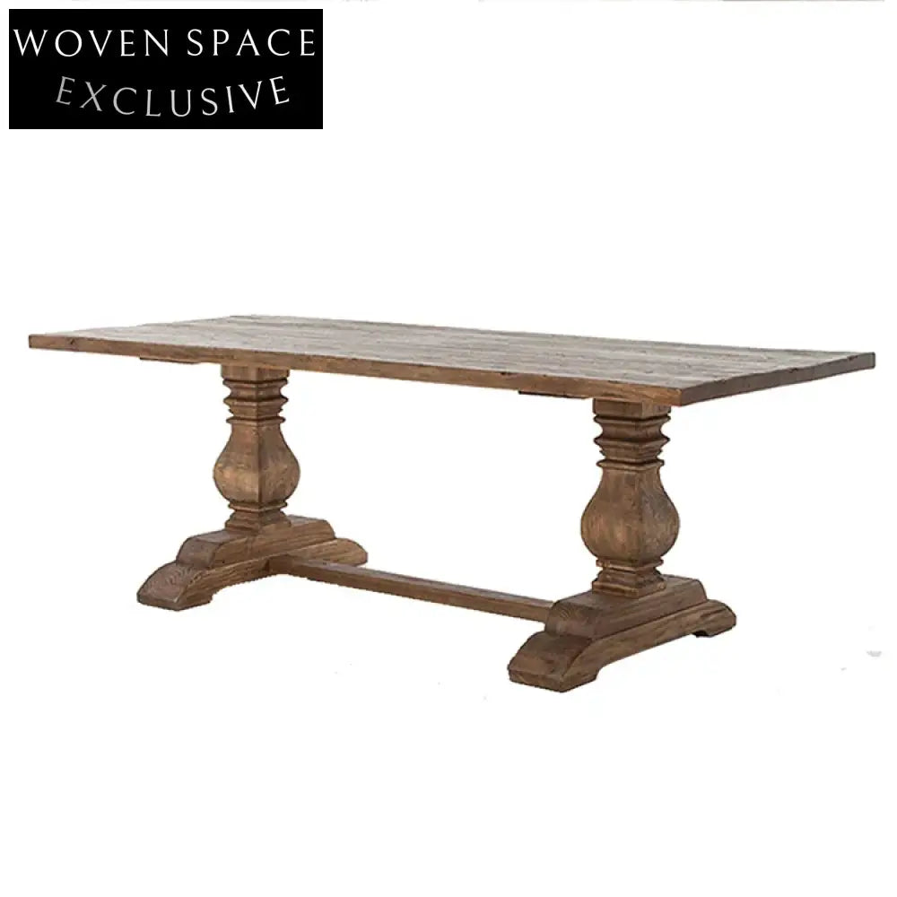 Stylish Mid-Century Wooden Dining Table: Natural Finish, Rectangular Design for Homes