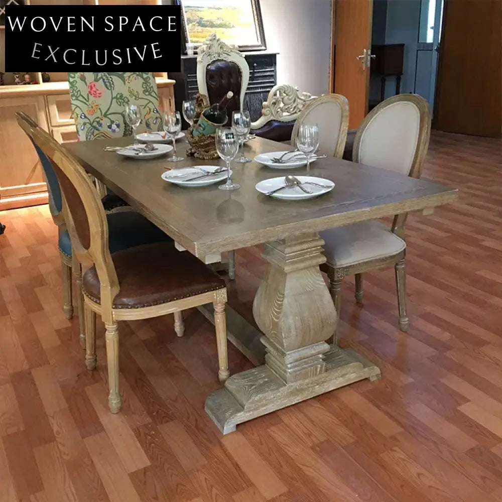 Stylish Mid-Century Wooden Dining Table: Natural Finish, Rectangular Design for Homes