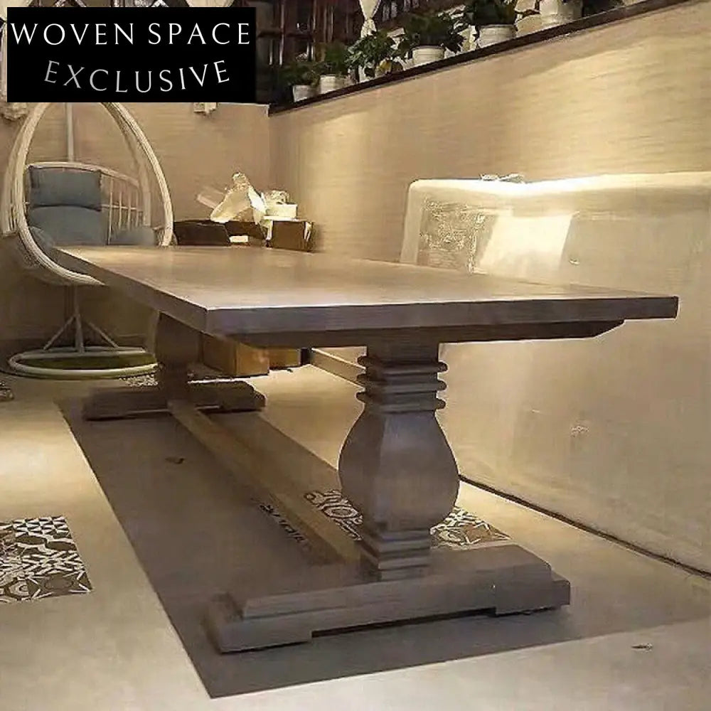 Stylish Mid-Century Wooden Dining Table: Natural Finish, Rectangular Design for Homes