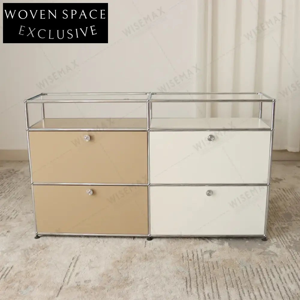 Stylish Midcentury Steel Sideboard with Flap Doors, Versatile Console Cabinet