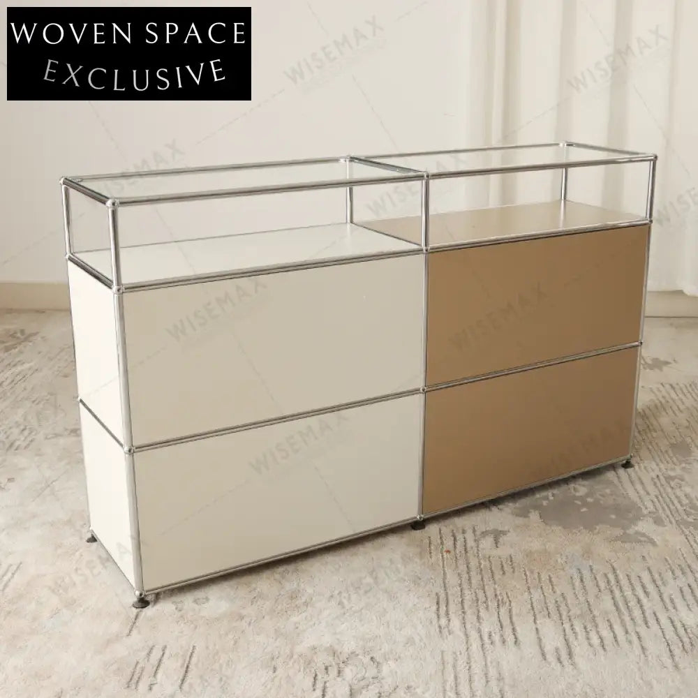 Stylish Midcentury Steel Sideboard with Flap Doors, Versatile Console Cabinet