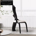 Stylish Minimalist Wooden Fabric Seat Ergonomic Curved Backrest Dining Chair