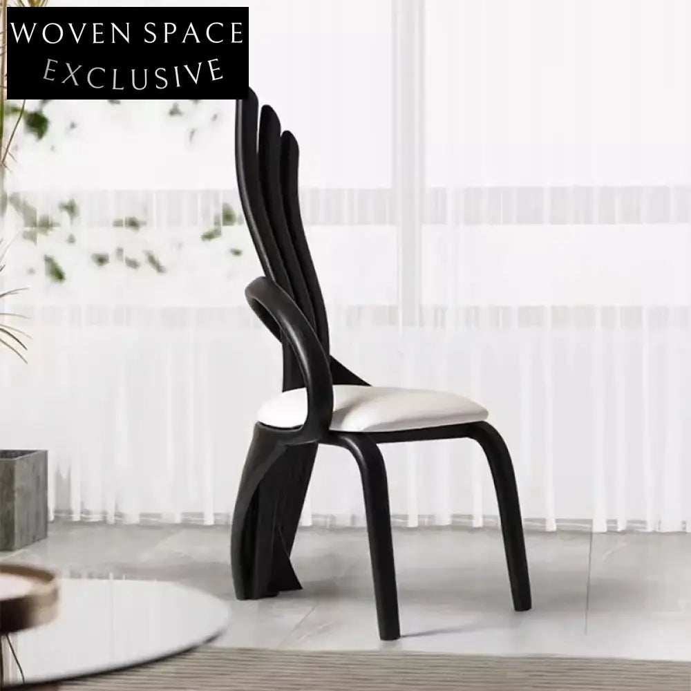 Stylish Minimalist Wooden Fabric Seat Ergonomic Curved Backrest Dining Chair