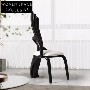 Stylish Minimalist Wooden Fabric Seat Ergonomic Curved Backrest Dining Chair