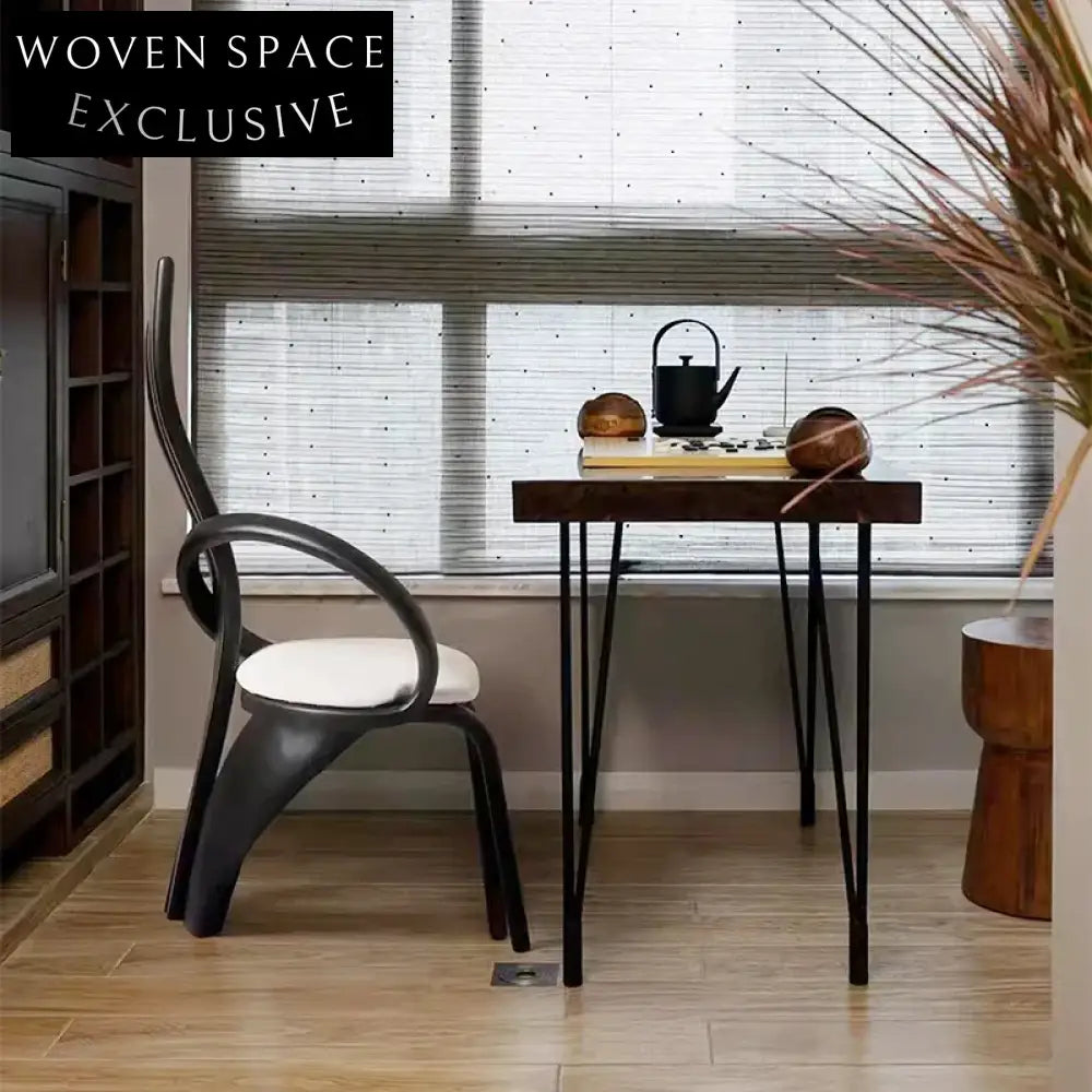 Stylish Minimalist Wooden Fabric Seat Ergonomic Curved Backrest Dining Chair