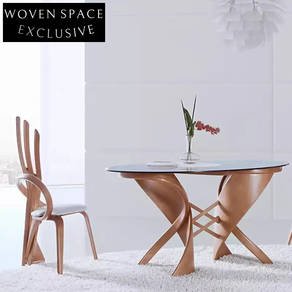 Stylish Minimalist Wooden Fabric Seat Ergonomic Curved Backrest Dining Chair