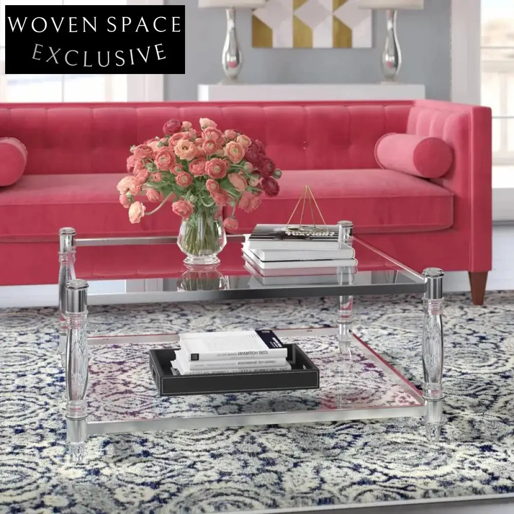 Stylish Modern Clear Acrylic Coffee Table for Living Room & Villa Decor