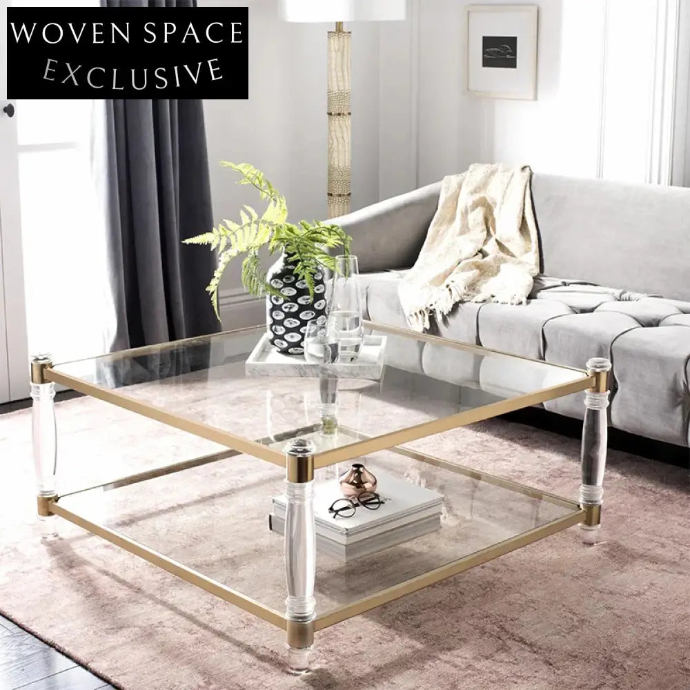 Stylish Modern Clear Acrylic Coffee Table for Living Room & Villa Decor