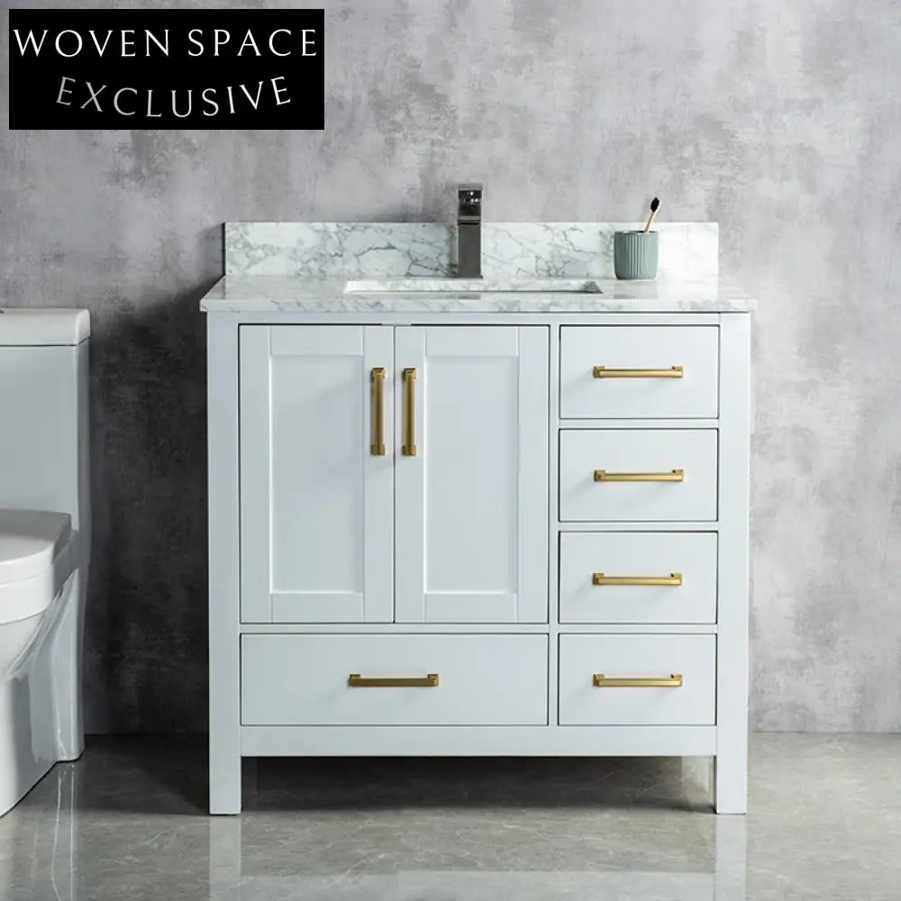 Stylish Modern Floor Standing Wood Bathroom Vanity Cabinet with Ceramic Sink