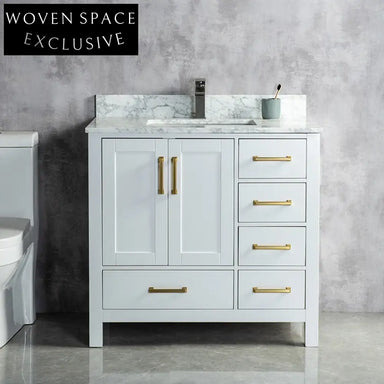Stylish Modern Floor Standing Wood Bathroom Vanity Cabinet with Ceramic Sink