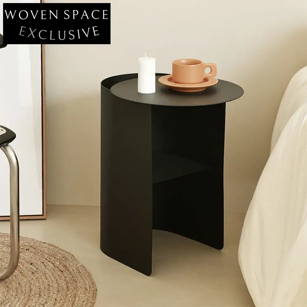 Stylish Modern Gold Metal Round Side Table with Storage Shelf