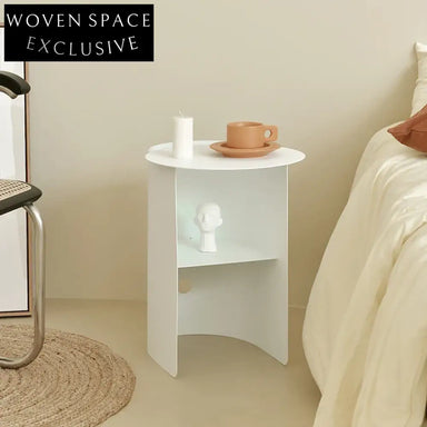 Stylish Modern Gold Metal Round Side Table with Storage Shelf